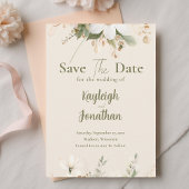 Moderne Beige Waterverf Bloemenbruiloft Save The Date