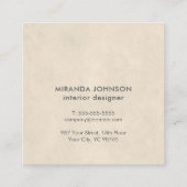 Moderne Beige Wit Kant Patroon Interieur Designer Vierkante Visitekaartje (Achterkant)