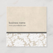 Moderne Beige Wit Kant Patroon Interieur Designer Vierkante Visitekaartje (Voorkant)