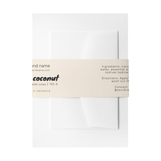 Moderne beige zeep verpakking ingrediënten wrap la uitnodigingen wikkel (Voorkant Voorbeeld)