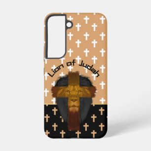 Moderne Beige Zwart Witte Kruizen Leeuw van Juda Samsung Galaxy Hoesje