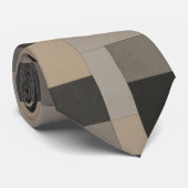 Moderne Beige & Zwarte Geometrische Stropdas (Opgerold)