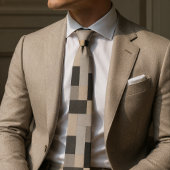 Moderne Beige & Zwarte Geometrische Stropdas