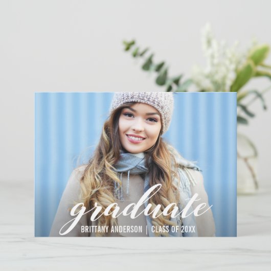 Moderne bekendmaking Afstuderen | Foto Afstuderen Aankondiging (Staand voorkant)