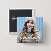 Moderne bekendmaking Afstuderen | Foto Afstuderen Vierkante Button 5,1 Cm (Voorkant /achterkant)
