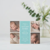 Moderne bekendmaking Baby fotocollage 4 Aankondigingskaart (Staand voorkant)