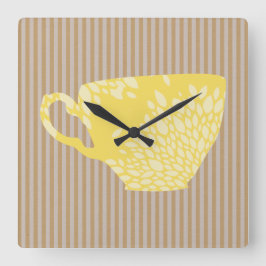 Moderne beker en strips vierkante klok