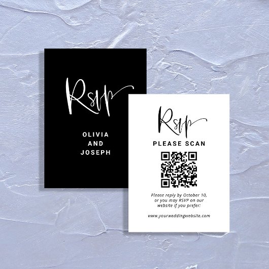 moderne bekleding | Trouwen RSVP met QR-code Informatiekaartje
