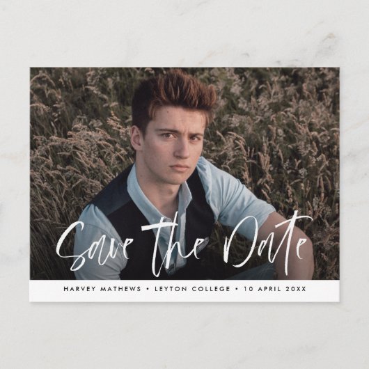 Moderne belettering afstuderen opslaan van de datu briefkaart (Voorkant)