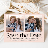 Moderne  belettering blush 2 foto save the date