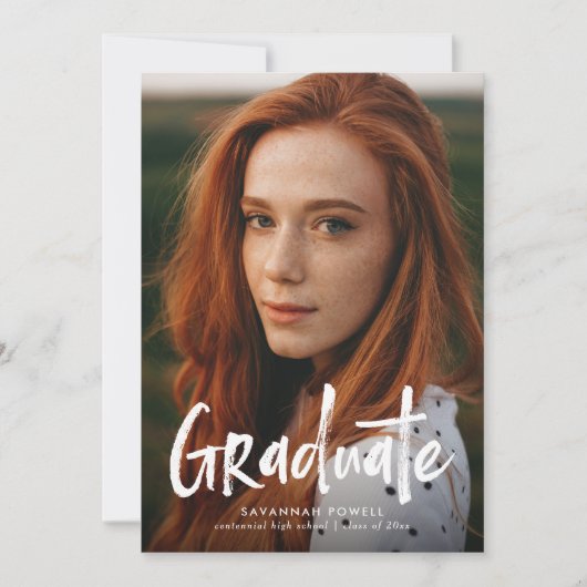 Moderne belettering Eenvoudig 4 foto Afstuderen Aankondiging (Voorkant)