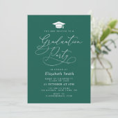 Moderne belettering Green Graduation Party Kaart (Staand voorkant)