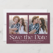 Moderne belettering Paarse 2 foto Save The Date (Voorkant)