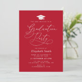 Moderne belettering Red Graduation Party Kaart (Staand voorkant)