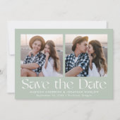 Moderne belettering Sage Green 2 foto Save The Date (Voorkant)