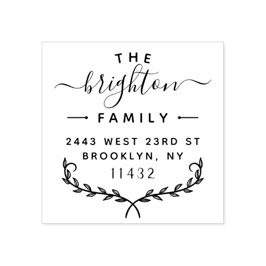 Moderne belettering Stijlvolle familie retour adre Rubberstempel (Afrduk)