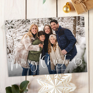 Moderne belettering twee foto Vrolijk Kerstfeest Feestdagenkaart
