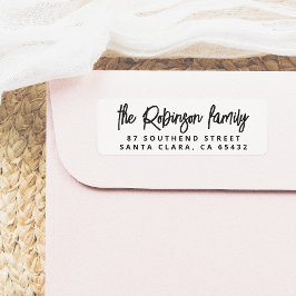 Moderne belettering vet familienaam retouradres etiket
