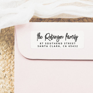 Moderne belettering vet familienaam retouradres etiket