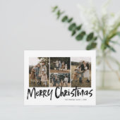 Moderne belettering vijf foto Vrolijk Kerstfeest Feestdagenkaart (Staand voorkant)