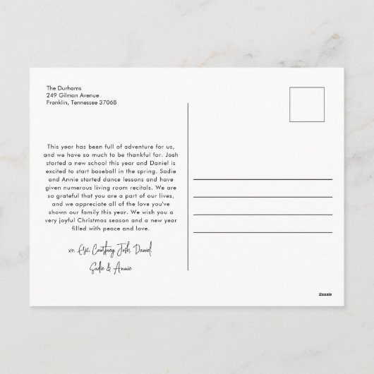 Moderne belettering vijf foto Vrolijk Kerstfeest Feestdagenkaart (Achterkant)