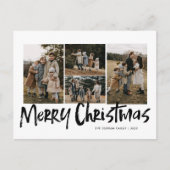 Moderne belettering vijf foto Vrolijk Kerstfeest Feestdagenkaart (Voorkant)