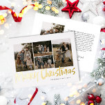 Moderne belettering vijf foto Vrolijk Kerstfeest Folie Feestdagenkaart<br><div class="desc">Moderne Lettering Vijf foto Merry Christmas Folie Holiday Kaart beschikt over vier foto's op de voorkant met echte folie details,  en een andere foto op de achterkant met ruimte voor uw langere bericht.</div>