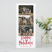 Moderne belettering vijf slanke foto gelukkig feestdagenkaart (Staand voorkant)