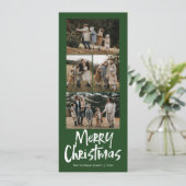 Moderne belettering Vijf slanke foto Vrolijk Kerst Feestdagenkaart (Staand voorkant)