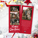 Moderne belettering Vijf slanke foto Vrolijk Kerst Feestdagenkaart<br><div class="desc">Modern Lettering Five Slim Photo Merry Christmas Holiday Kaart beschikt over vier foto's op de voorkant,  en een andere foto op de achterkant met ruimte voor uw langere bericht.</div>