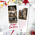 Moderne belettering Vijf slanke foto Vrolijk Kerst Feestdagenkaart<br><div class="desc">Modern Lettering Five Slim Photo Merry Christmas Holiday Kaart beschikt over vier foto's op de voorkant,  en een andere foto op de achterkant met ruimte voor uw langere bericht.</div>