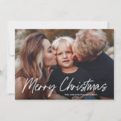Moderne belettering Vrolijk Kerstfeest 2 Foto Feestdagenkaart (Voorkant)