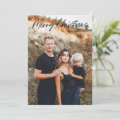 Moderne belettering Vrolijk Kerstfeest 2 Foto Feestdagenkaart (Staand voorkant)