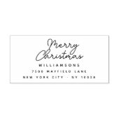 Moderne belettering Vrolijk Kerstfeest Familienaam Rubberstempel (Afrduk)