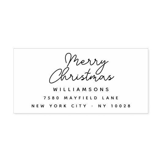 Moderne belettering Vrolijk Kerstfeest Familienaam Rubberstempel (Afrduk)