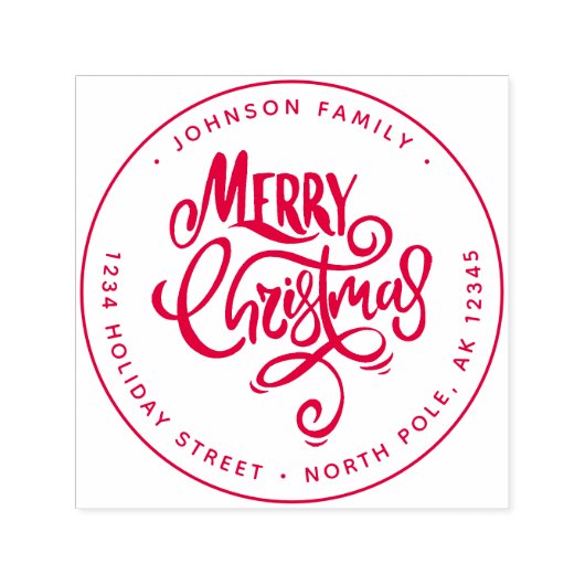 Moderne belettering Vrolijk Kerstfeest Zelfinktende Stempel (Design)