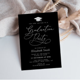 Moderne belettering zwarte afstuderen partij uitno kaart