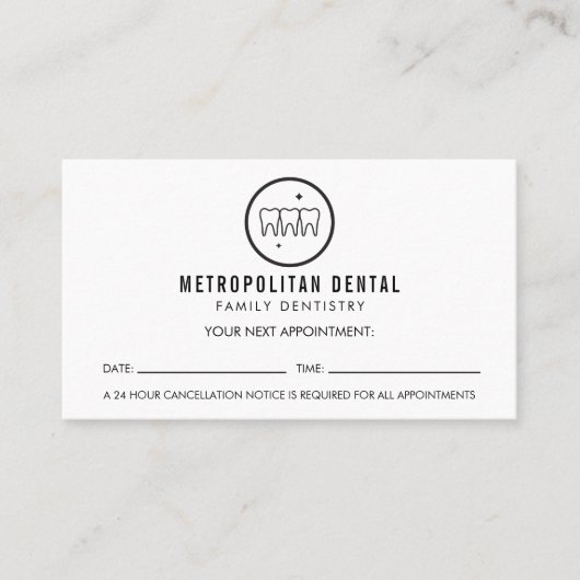 Moderne benoeming Dentist Teeth Black Logo Visitekaartje (Voorkant)