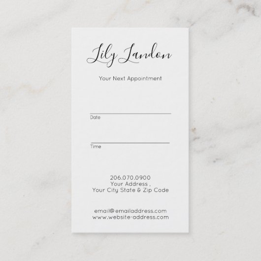 Moderne benoeming in zwart-wit afsprakenkaartje (Achterkant)