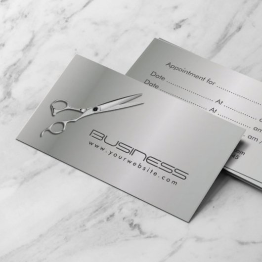 Moderne benoeming van metaalhaarzout afsprakenkaartje