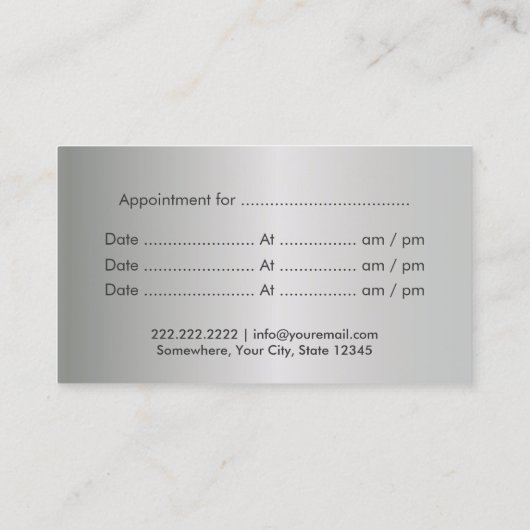 Moderne benoeming van metaalhaarzout afsprakenkaartje (Achterkant)