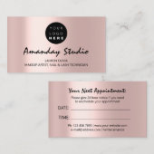 Moderne Benoemingskaart Roze Roze Aangepaste Logo Visitekaartje (Voorkant / Achterkant)