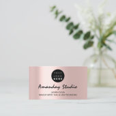 Moderne Benoemingskaart Roze Roze Aangepaste Logo Visitekaartje (Staand voorkant)