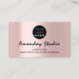 Moderne Benoemingskaart Roze Roze Aangepaste Logo Visitekaartje