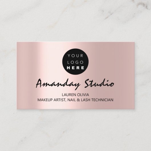 Moderne Benoemingskaart Roze Roze Aangepaste Logo Visitekaartje (Voorkant)