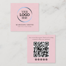 Moderne beoordelings QR-codekaart | Aangepast logo Vierkante Visitekaartje