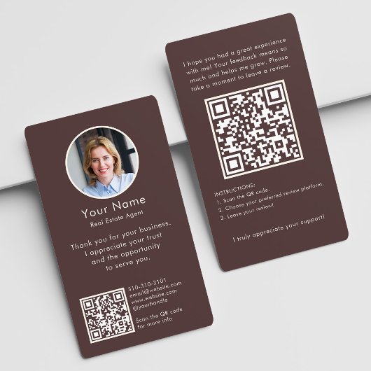 Moderne beoordelingsverzoek met QR-code en foto Bo Visitekaartje