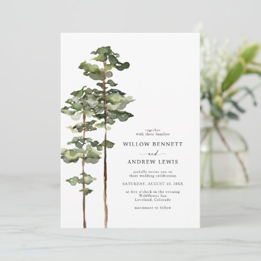 Moderne Berg Bruiloft Kaart (Staand voorkant)