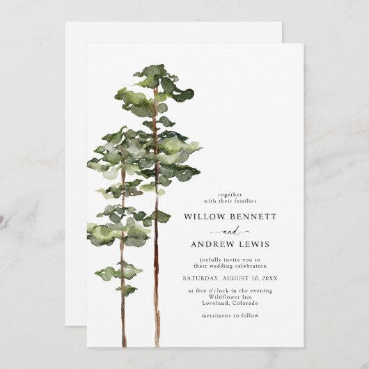 Moderne Berg Bruiloft Kaart (Voorkant / Achterkant)