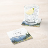 Moderne Berg Wilde Bloemen Bruiloft Kartonnen Onderzetters (Insitu)